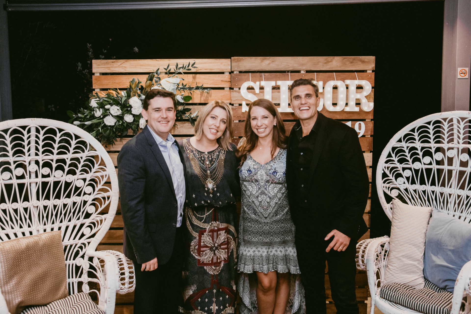 Scott Douglas, Sharon Douglas, Valentina Siderovski and Paul Siderovski standing and smiling at the camera at the SiDCOR End of Financial Year Event 2019